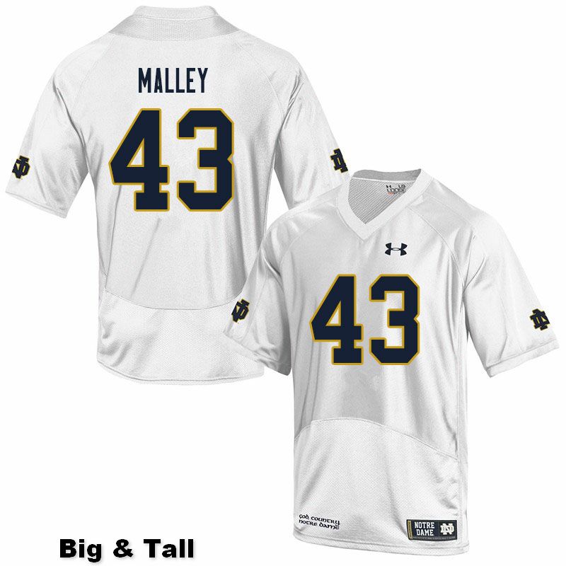 Men's NCAA Notre Dame Fighting Irish #43 Greg Malley Stitched College Under Armour Authentic White Big & Tall Football Jersey RM10U27UI